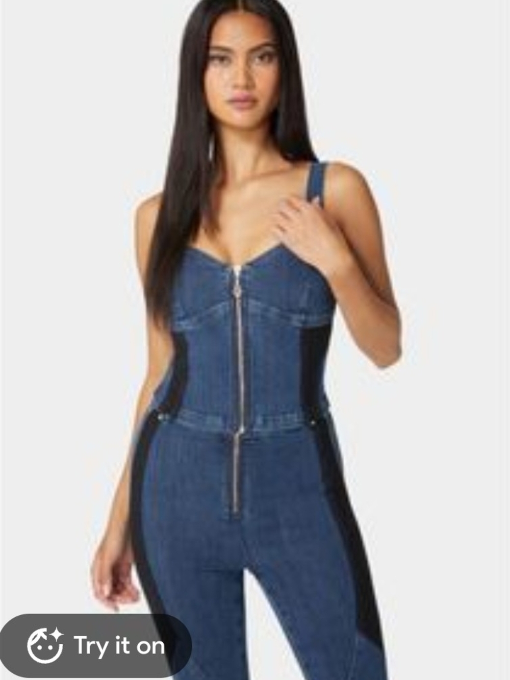 Bebe Women’s Dark Blue Denim Zip-Front Jeans
